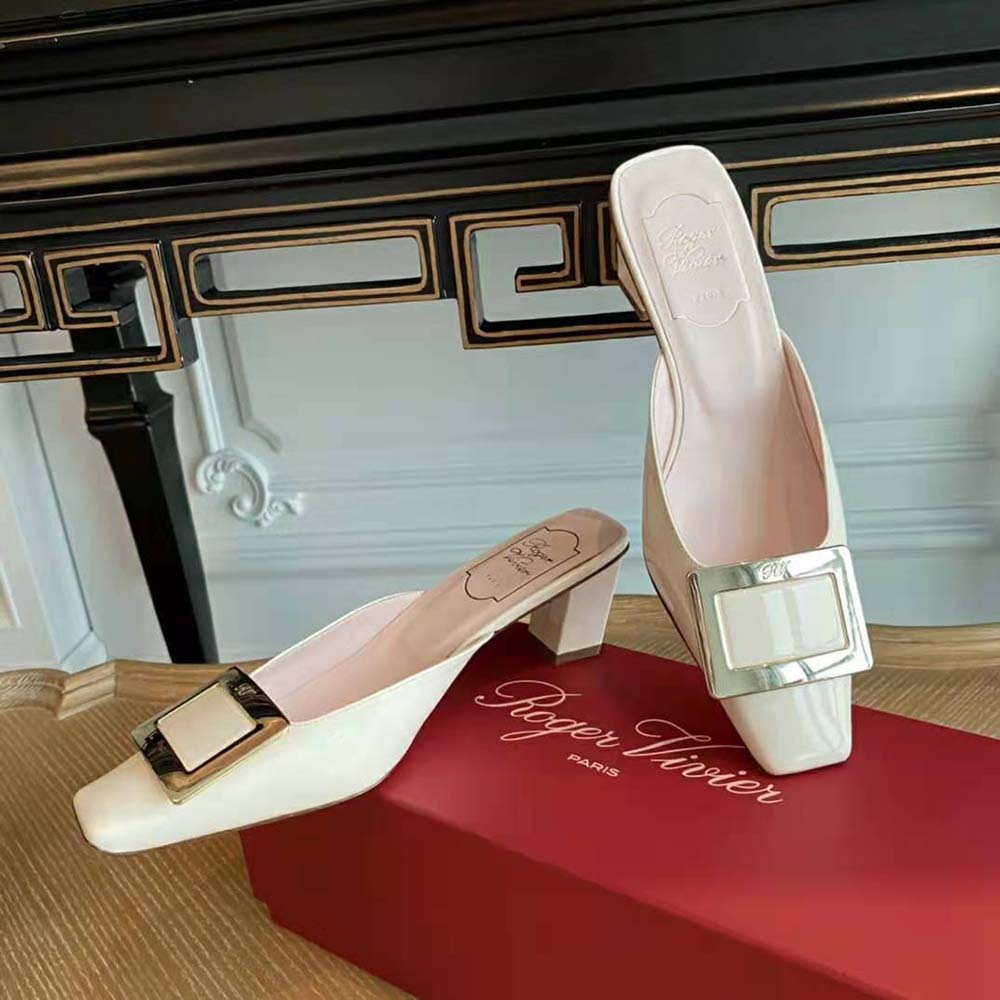 Roger Vivier Belle Vivier Metal Buckle Mules in Patent Leather in 4.5 cm Heel - image 8