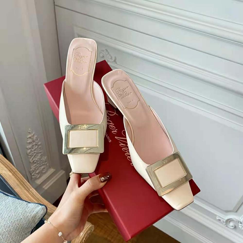 Roger Vivier Belle Vivier Metal Buckle Mules in Patent Leather in 4.5 cm Heel - image 7