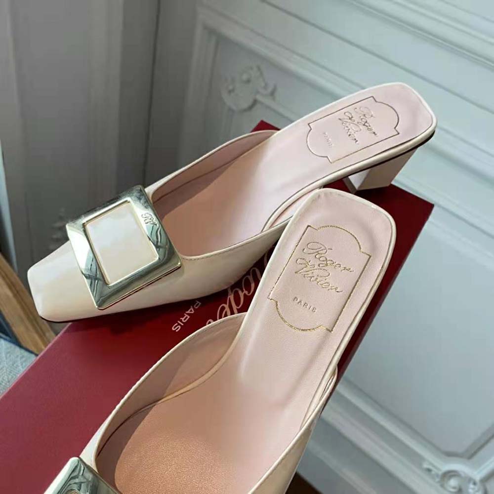 Roger Vivier Belle Vivier Metal Buckle Mules in Patent Leather in 4.5 cm Heel - image 10