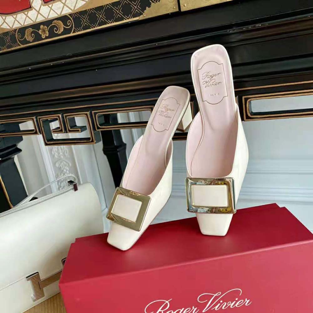 Roger Vivier Belle Vivier Metal Buckle Mules in Patent Leather in 4.5 cm Heel - image 6