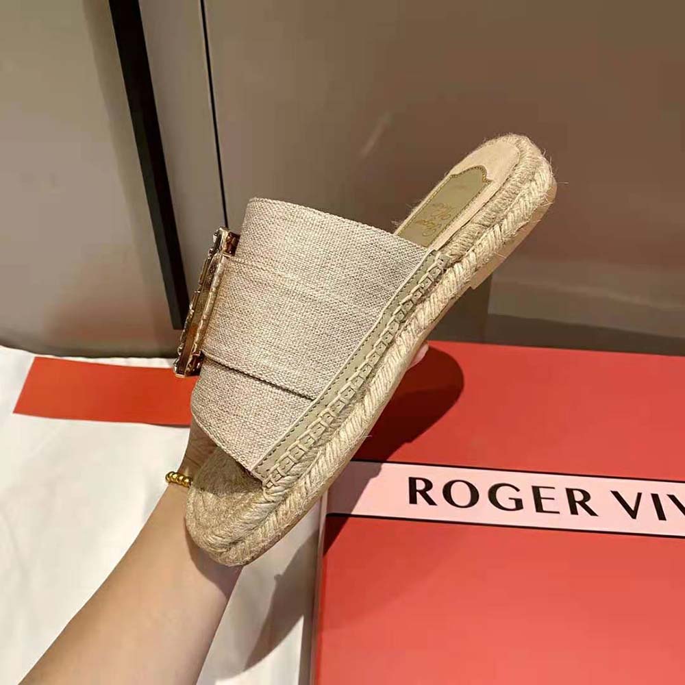 Roger Vivier Strass Buckle Espadrille Mules in Fabrics - image 10
