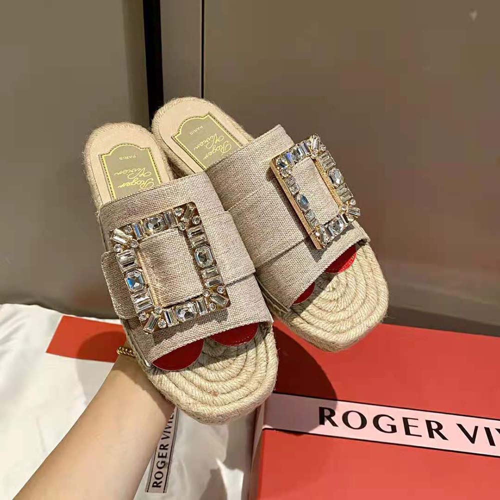 Roger Vivier Strass Buckle Espadrille Mules in Fabrics - image 4