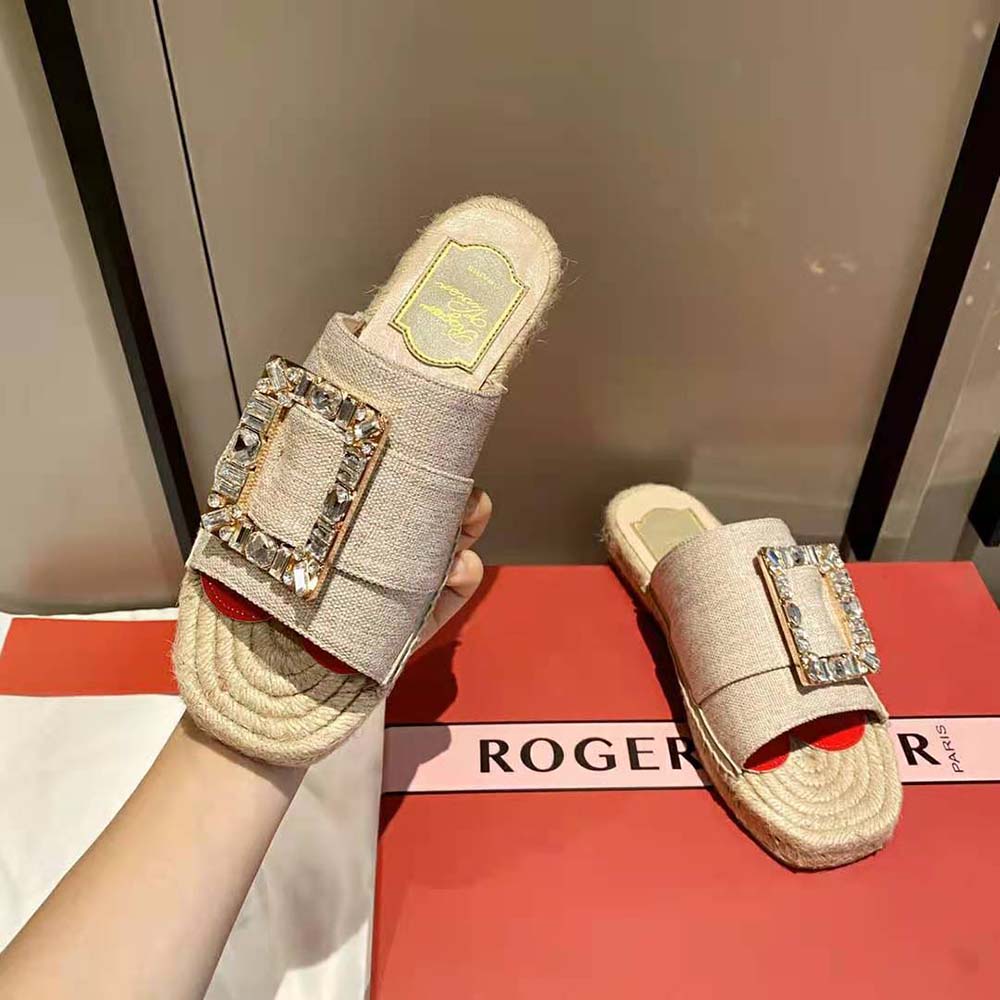 Roger Vivier Strass Buckle Espadrille Mules in Fabrics - image 5