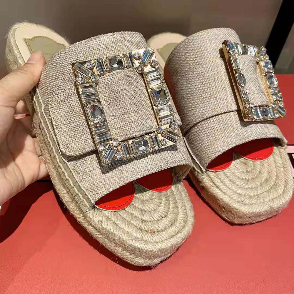 Roger Vivier Strass Buckle Espadrille Mules in Fabrics - image 9