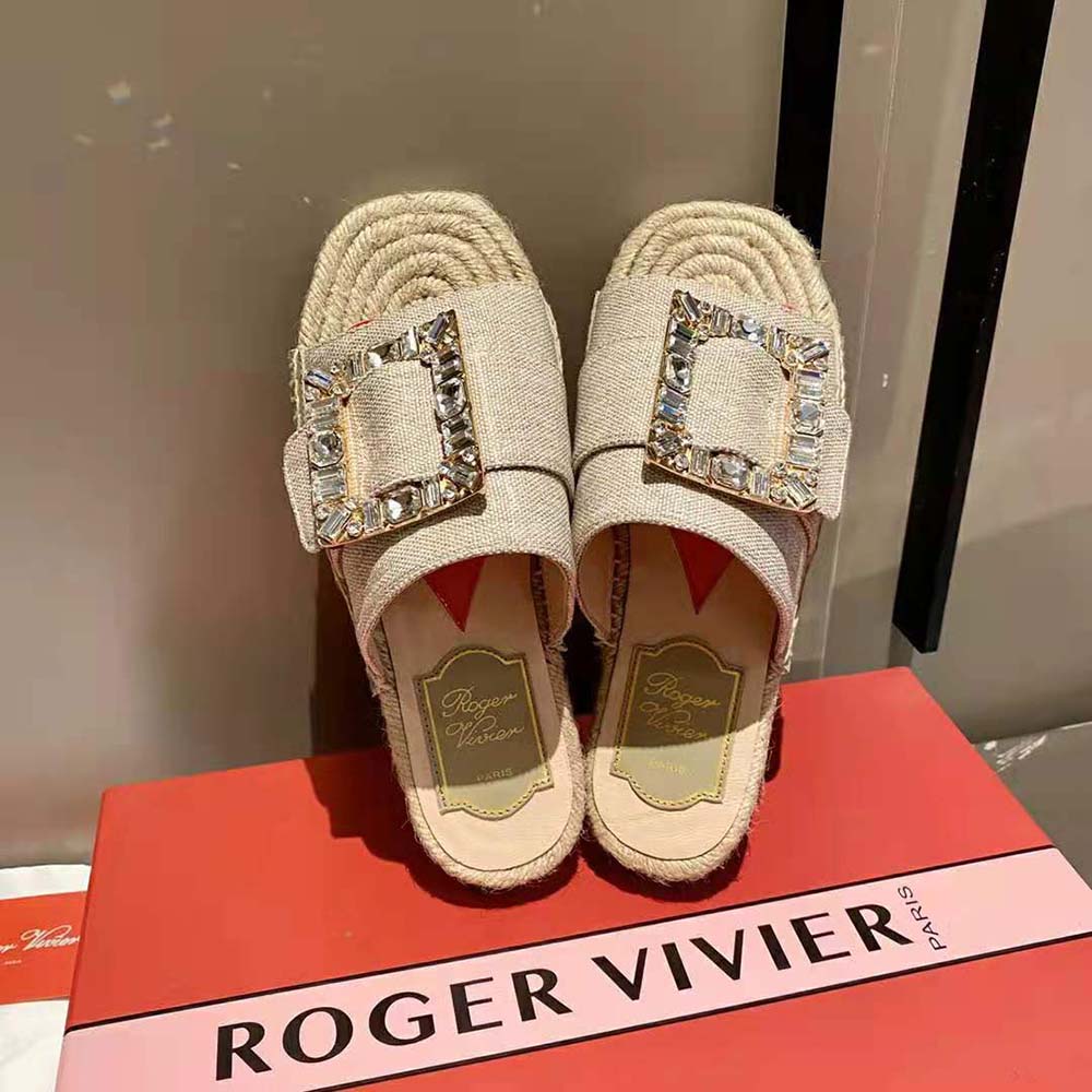 Roger Vivier Strass Buckle Espadrille Mules in Fabrics - image 7