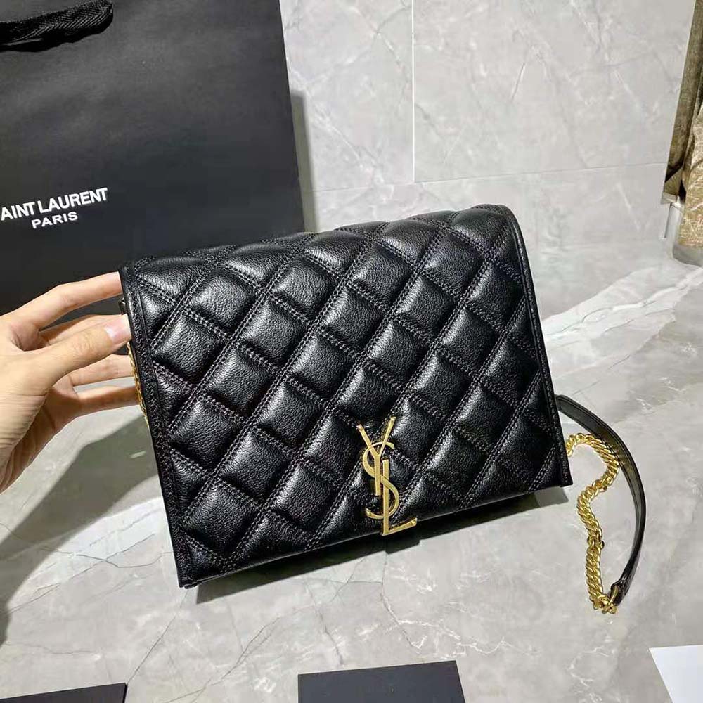 Saint Laurent YSL Women Becky Mini Chain Bag in Carre-Quilted Lambskine - image 4
