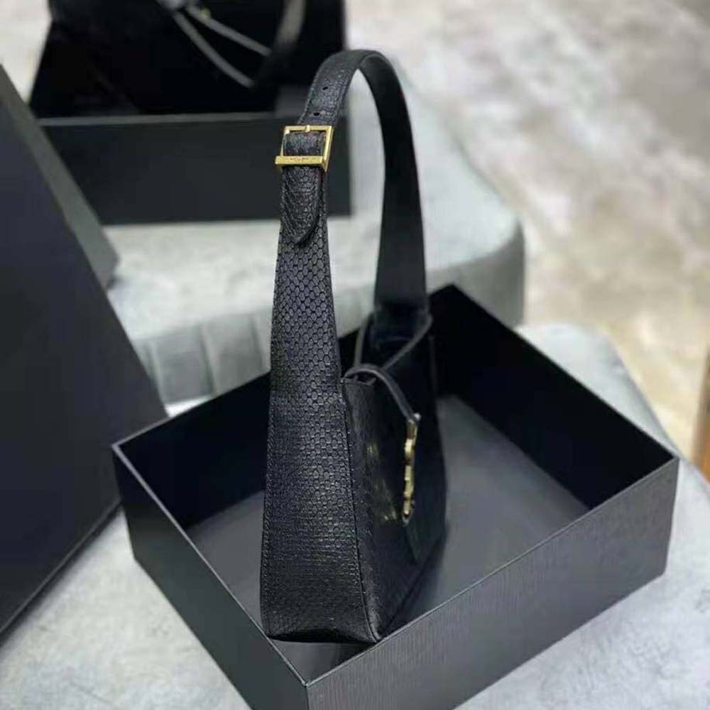Saint Laurent YSL Women LE 5 A 7 Hobo Bag in Matte Python-Black - image 8