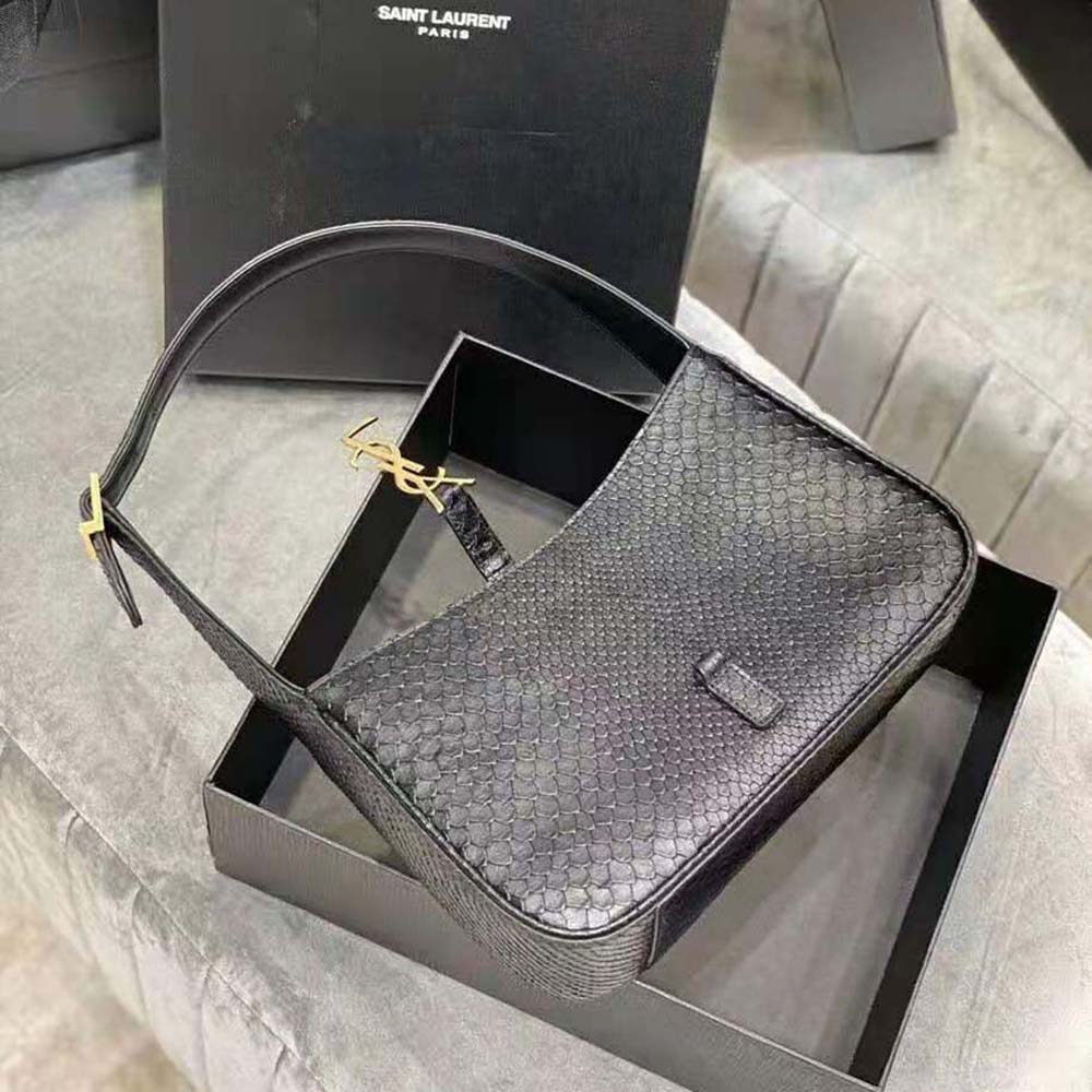 Saint Laurent YSL Women LE 5 A 7 Hobo Bag in Matte Python-Black - image 6