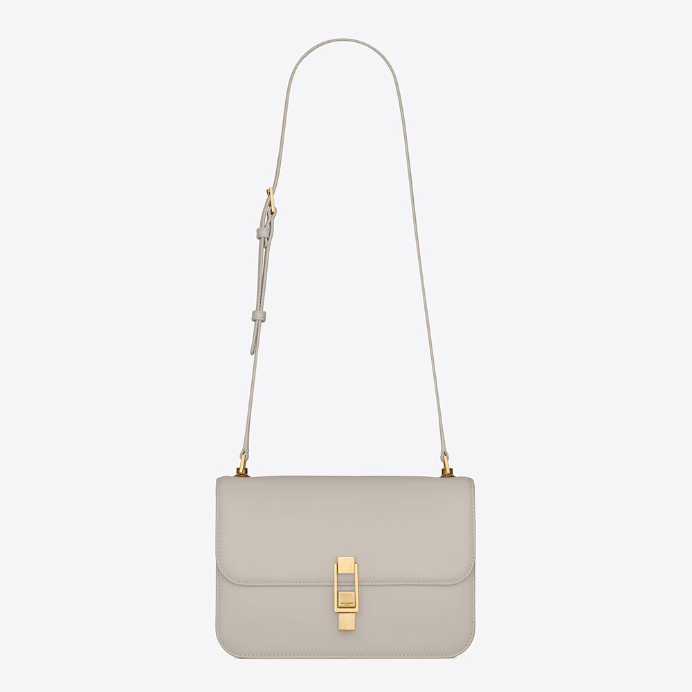 Front view of Saint Laurent YSL Women LE Carre Satchel in white leather