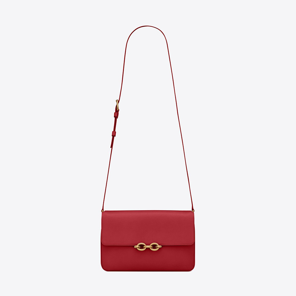 Saint Laurent YSL Women LE Maillon Satchel in Smooth Leather-Red - image 1