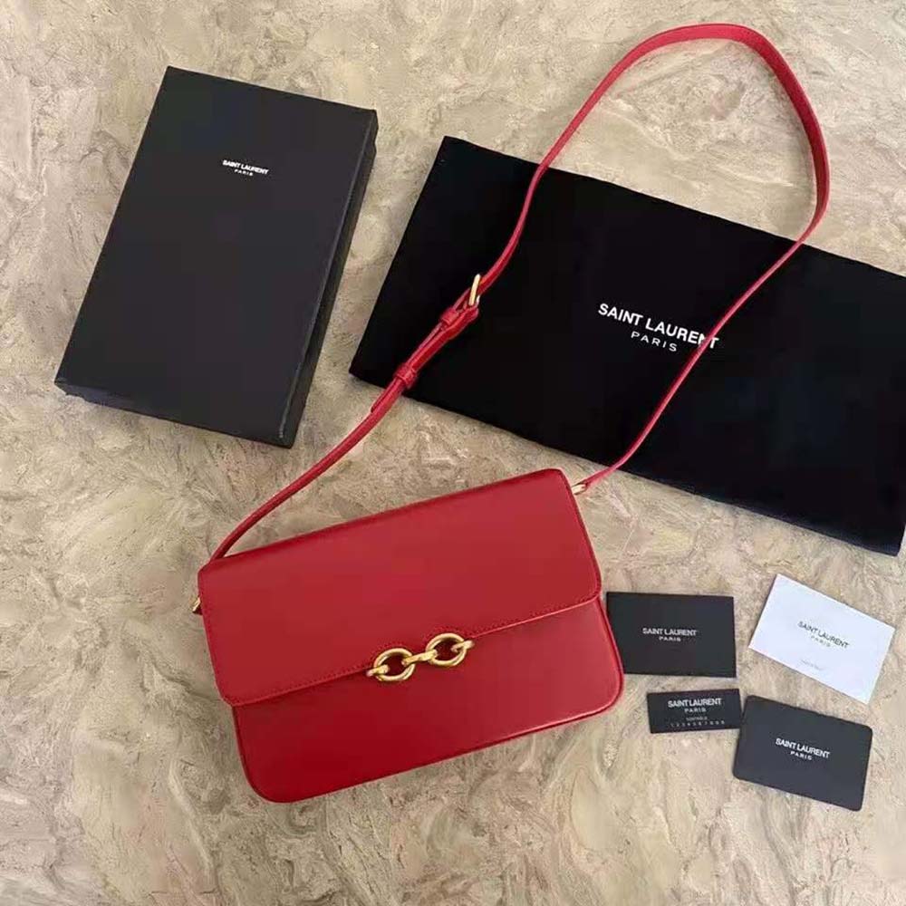 Saint Laurent YSL Women LE Maillon Satchel in Smooth Leather-Red - image 2