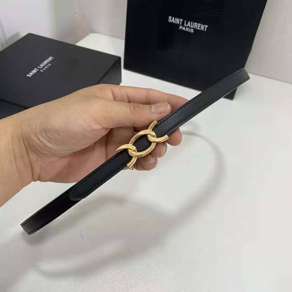 Saint Laurent YSL Women Maillon Thin Belt in Shiny Leather - image 4