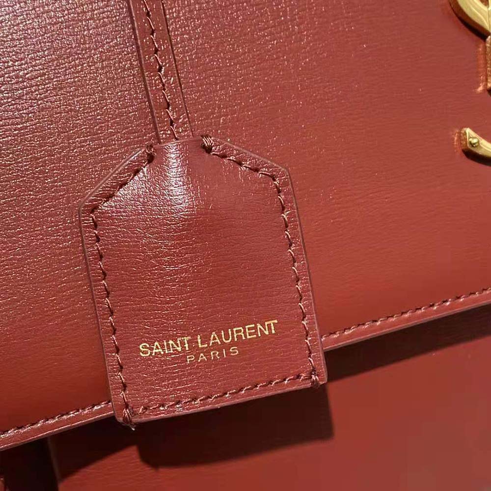 Saint Laurent YSL Women Medium Sunset Satchel in Smooth Leather-Maroon - image 8