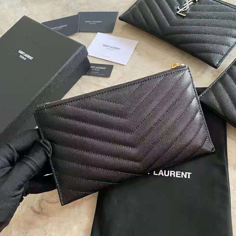 Saint Laurent YSL Women Monogram Bill Pouch in Grain DE Poudre Embossed Leather-Black - image 4