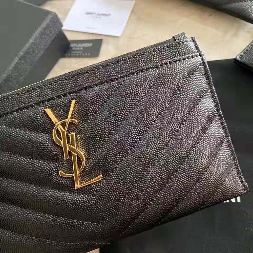 Saint Laurent YSL Women Monogram Bill Pouch in Grain DE Poudre Embossed Leather-Black - image 9