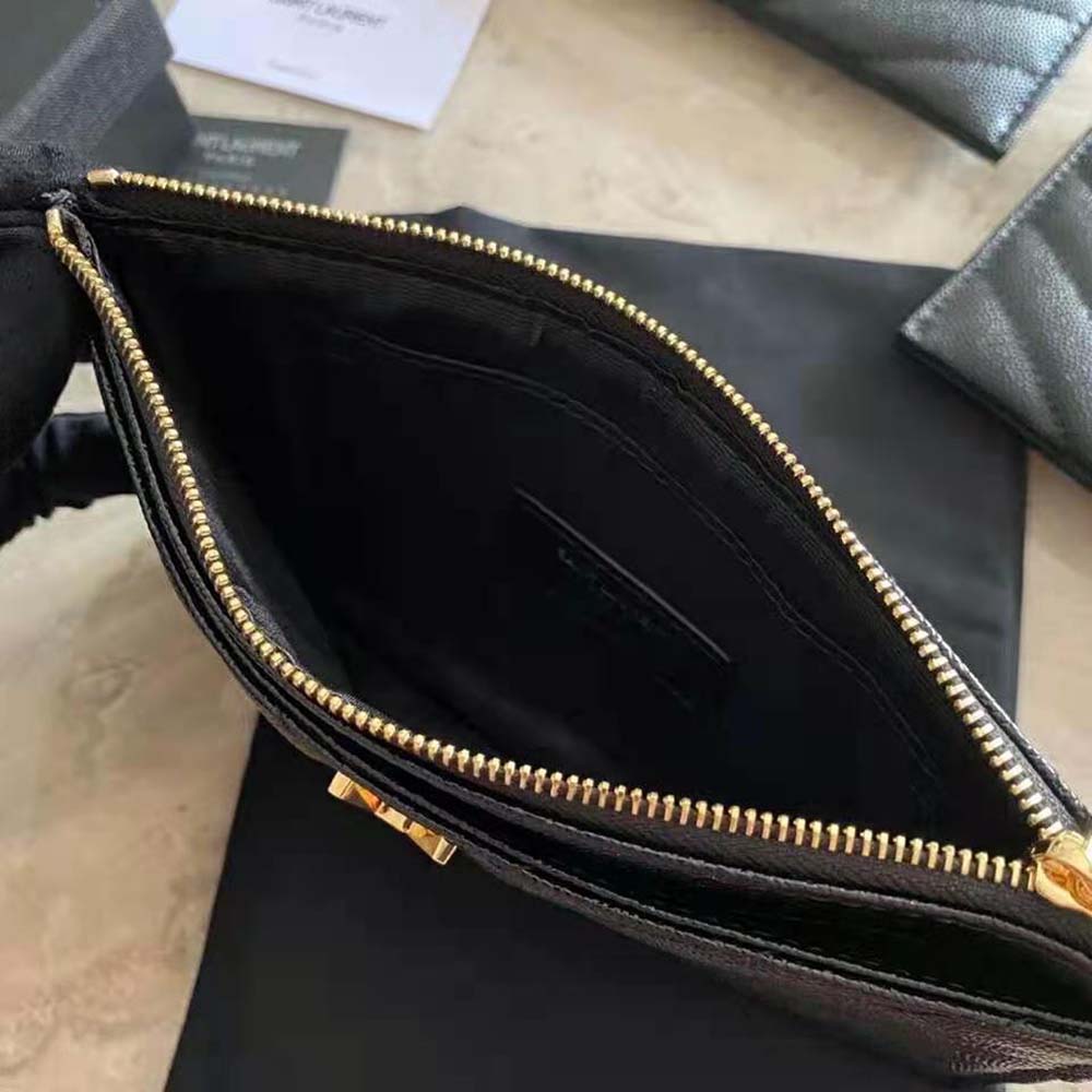 Saint Laurent YSL Women Monogram Bill Pouch in Grain DE Poudre Embossed Leather-Black - image 8