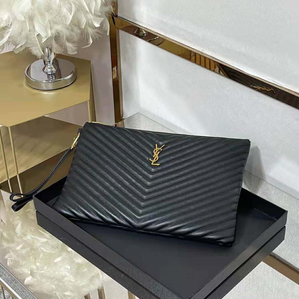 Saint Laurent YSL Women Monogram Document Holder in Matelasse Leather-Black - image 4