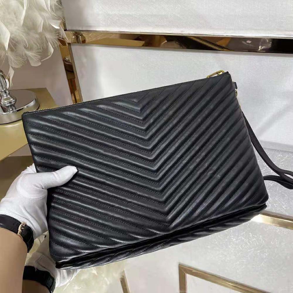 Saint Laurent YSL Women Monogram Document Holder in Matelasse Leather-Black - image 5