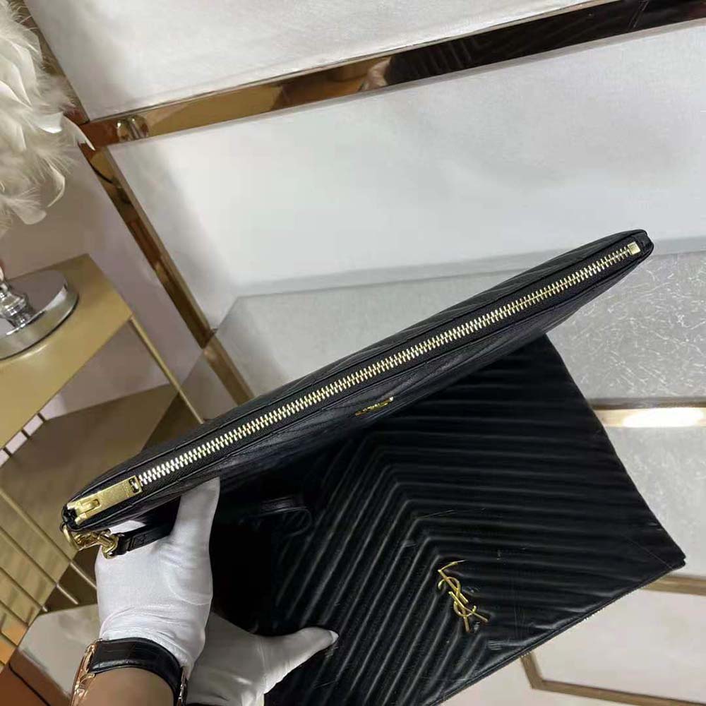 Saint Laurent YSL Women Monogram Document Holder in Matelasse Leather-Black - image 6
