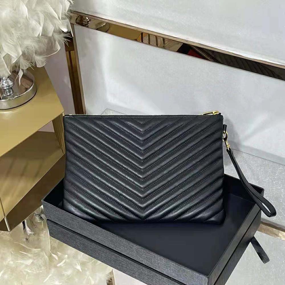 Saint Laurent YSL Women Monogram Tablet Pouch in Matelassé Leather-Black - image 4