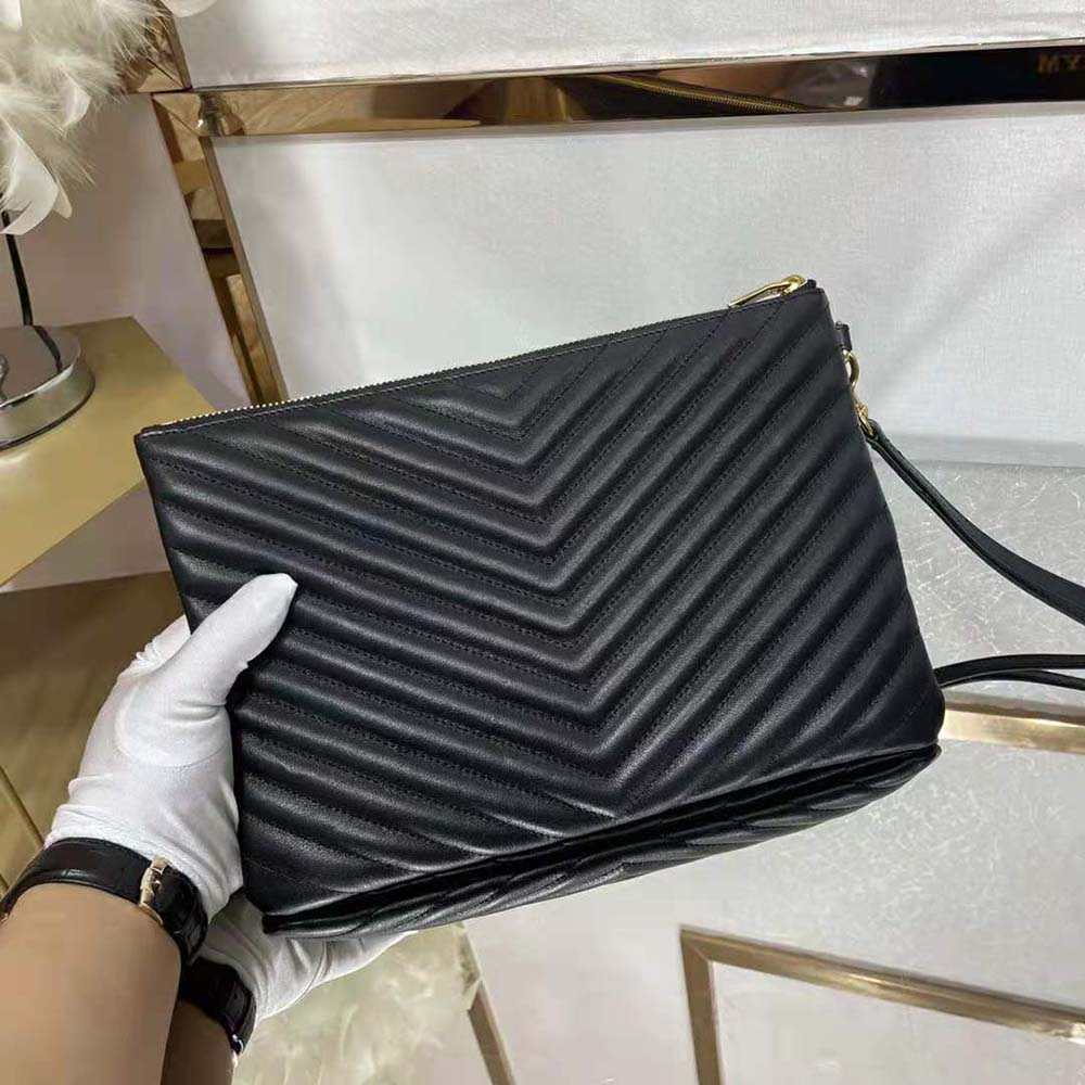 Saint Laurent YSL Women Monogram Tablet Pouch in Matelassé Leather-Black - image 5