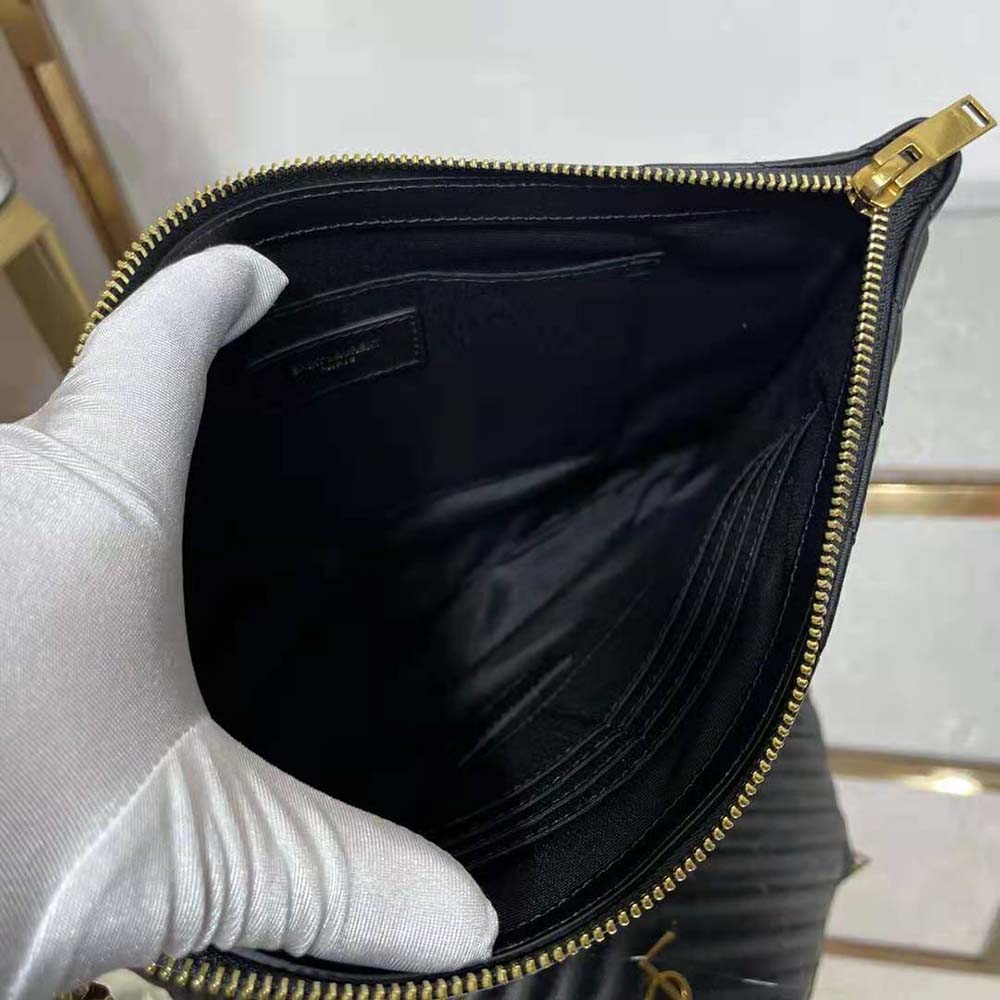 Saint Laurent YSL Women Monogram Tablet Pouch in Matelassé Leather-Black - image 8