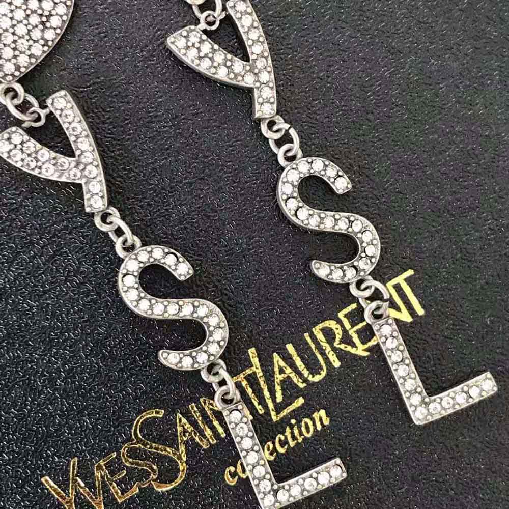 Saint Laurent YSL Women Opyum YSL Heart Earrings in Metal and Crystal - image 6