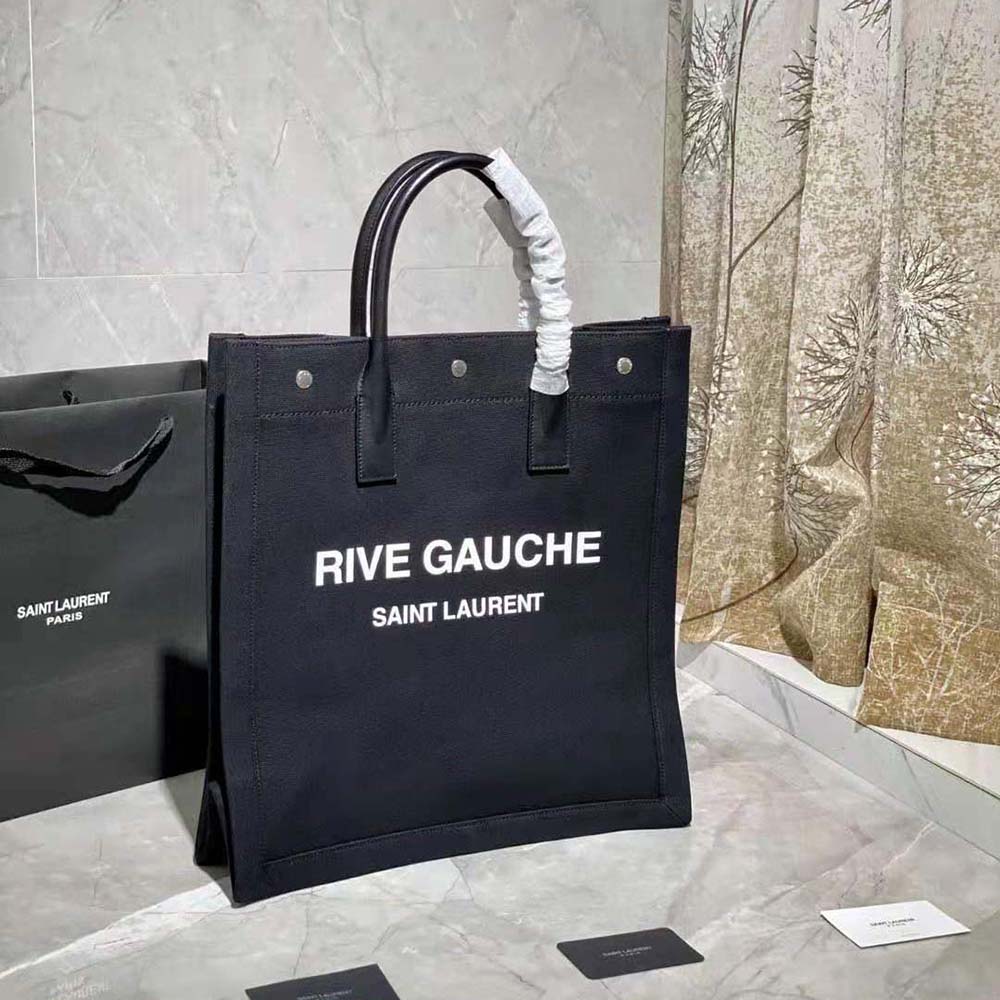 Side angle showing silhouette of Saint Laurent YSL Women Rive Gauche N/S Shopping Bag