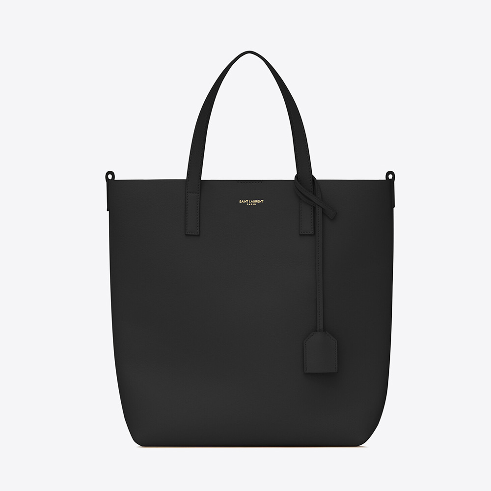 Front view of Saint Laurent YSL Women Shopping Bag Saint Laurent Toy in black leather
