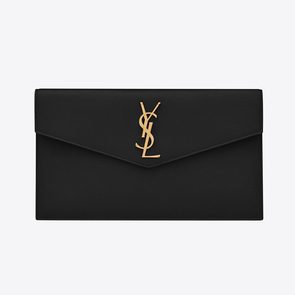 Saint Laurent YSL Women Uptown Pouch in Grain DE Poudre Embossed Leather-Black - image 1