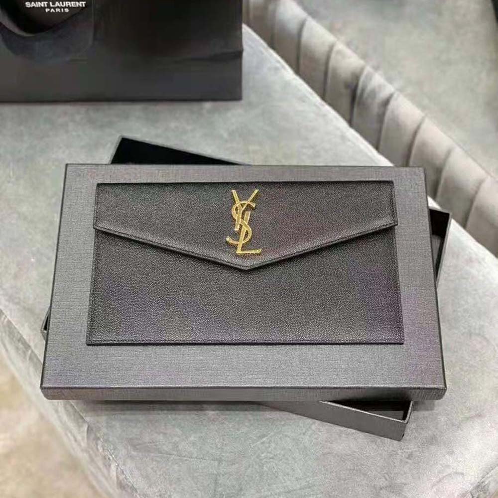 Saint Laurent YSL Women Uptown Pouch in Grain DE Poudre Embossed Leather-Black - image 2