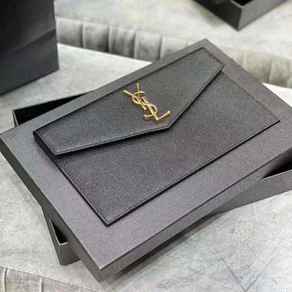 Saint Laurent YSL Women Uptown Pouch in Grain DE Poudre Embossed Leather-Black - image 3