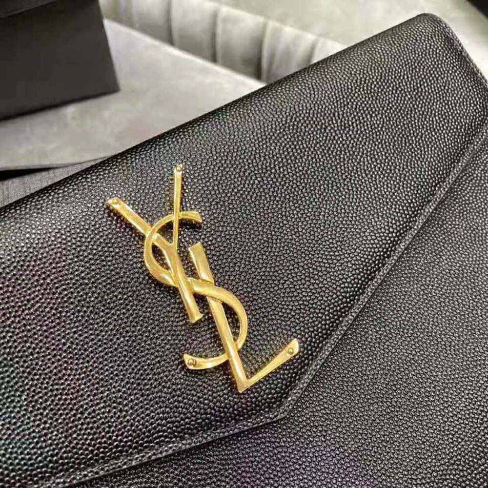 Saint Laurent YSL Women Uptown Pouch in Grain DE Poudre Embossed Leather-Black - image 8