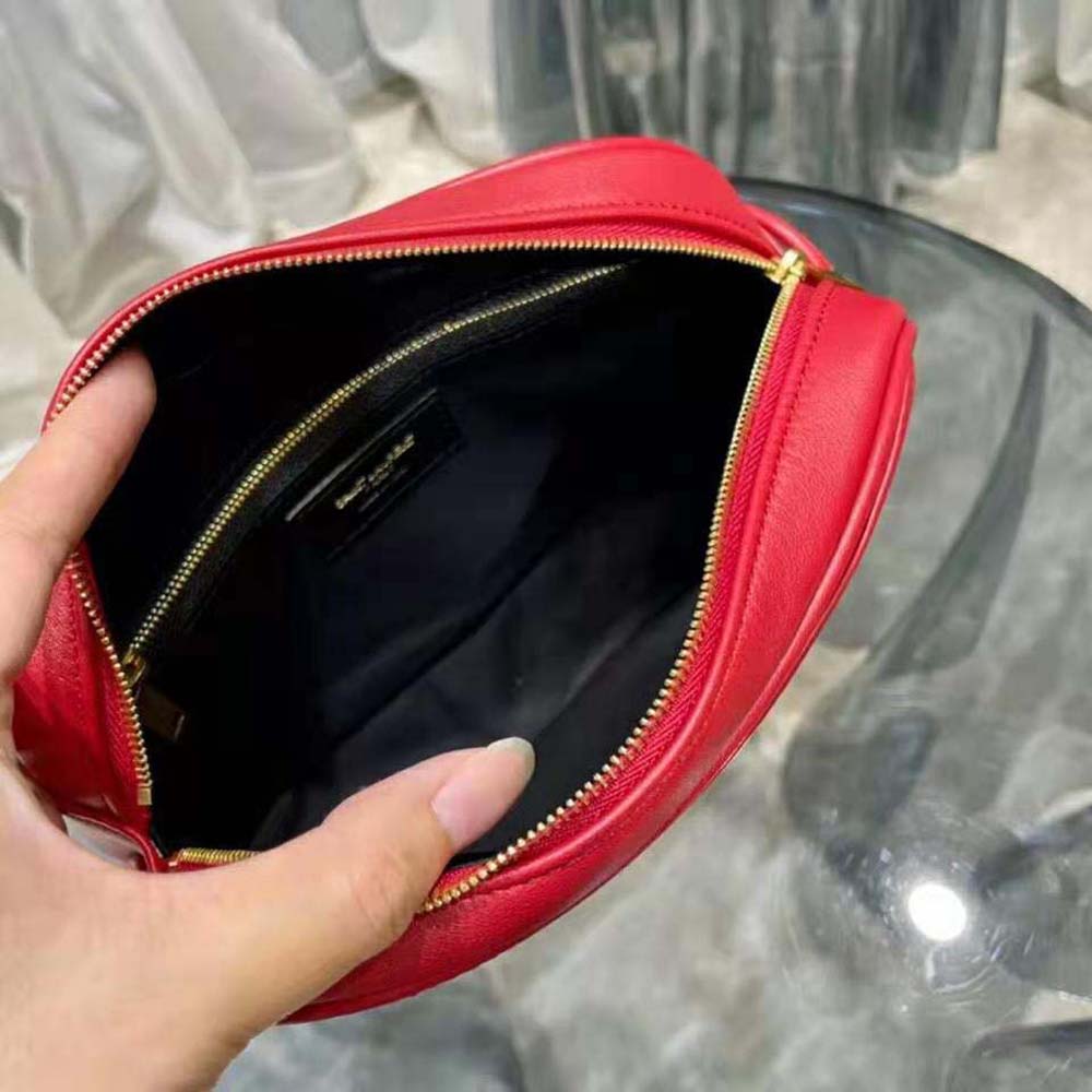 Saint Laurent YSL Women Victoire Camera Bag in Quilted Lambskin-Red - image 9