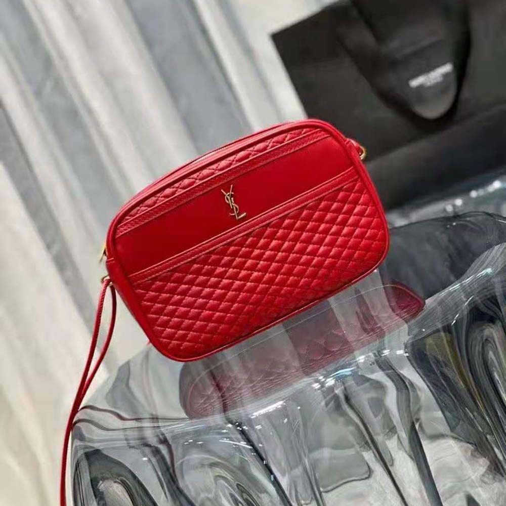 Side angle showing adjustable strap of Saint Laurent YSL Women Victoire Camera Bag