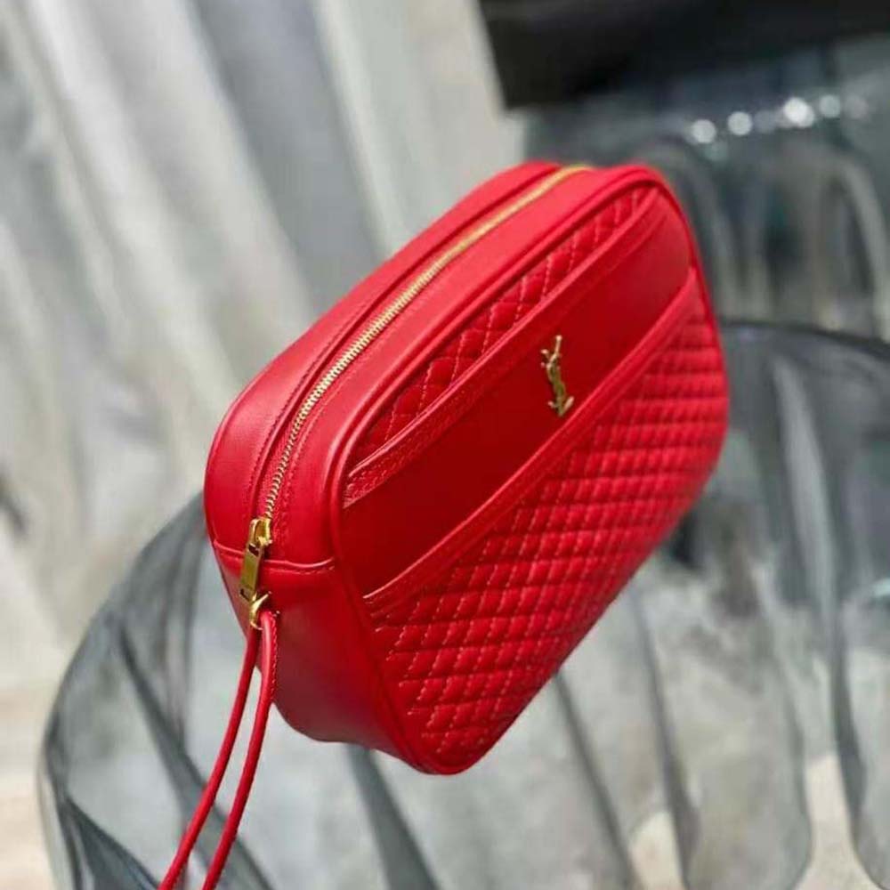 Saint Laurent YSL Women Victoire Camera Bag in Quilted Lambskin-Red - image 7