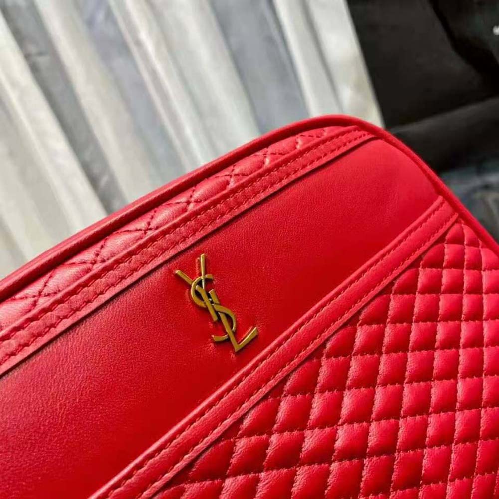 Saint Laurent YSL Women Victoire Camera Bag in Quilted Lambskin-Red - image 8