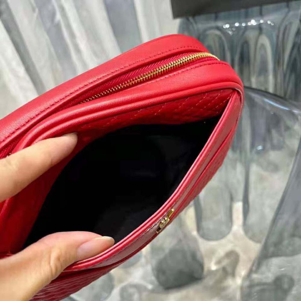 Saint Laurent YSL Women Victoire Camera Bag in Quilted Lambskin-Red - image 10