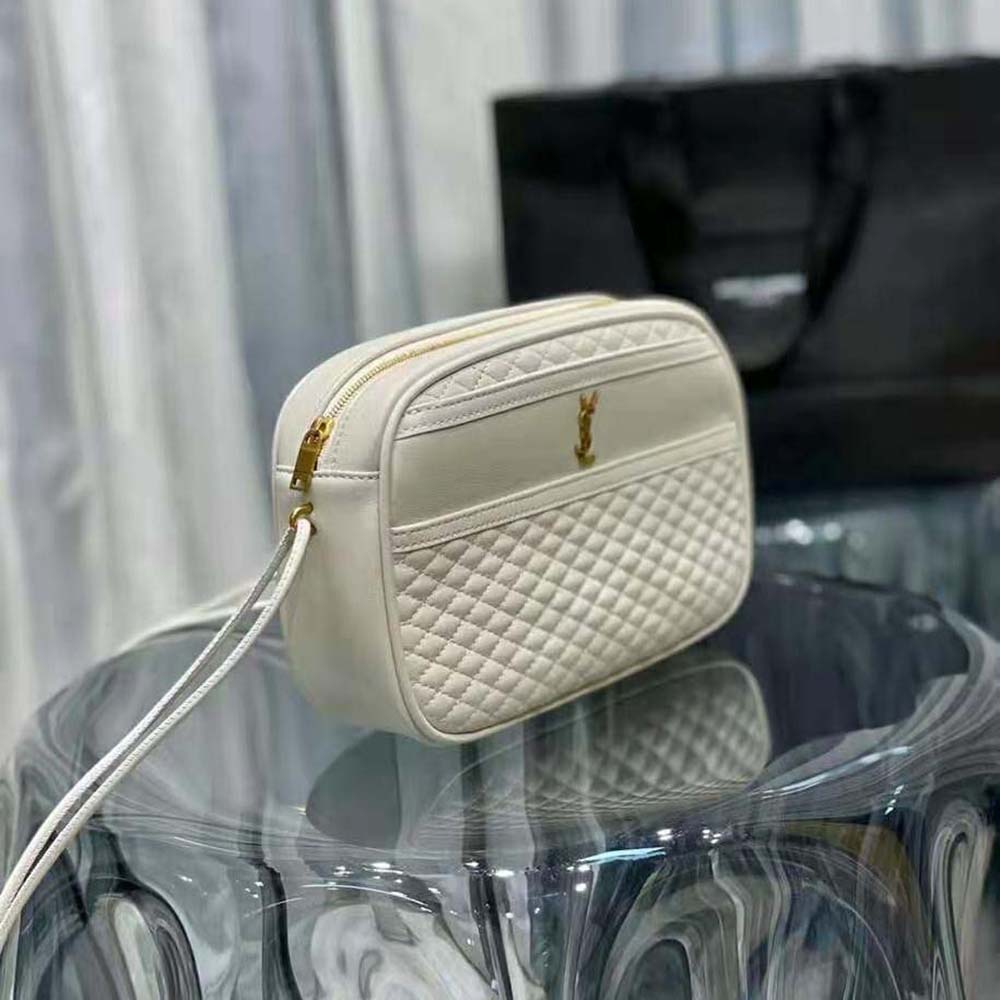 Saint Laurent YSL Women Victoire Camera Bag in Quilted Lambskin-White - image 4