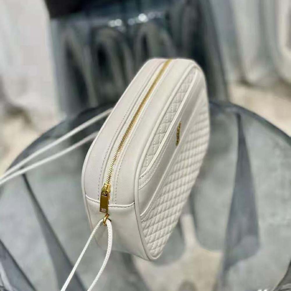 Saint Laurent YSL Women Victoire Camera Bag in Quilted Lambskin-White - image 7