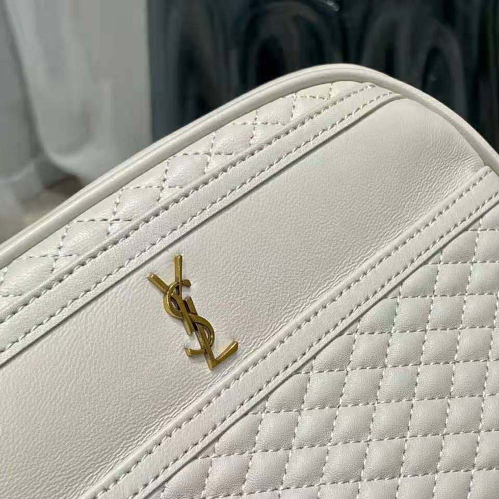 Saint Laurent YSL Women Victoire Camera Bag in Quilted Lambskin-White - image 8