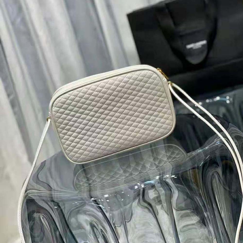 Saint Laurent YSL Women Victoire Camera Bag in Quilted Lambskin-White - image 6