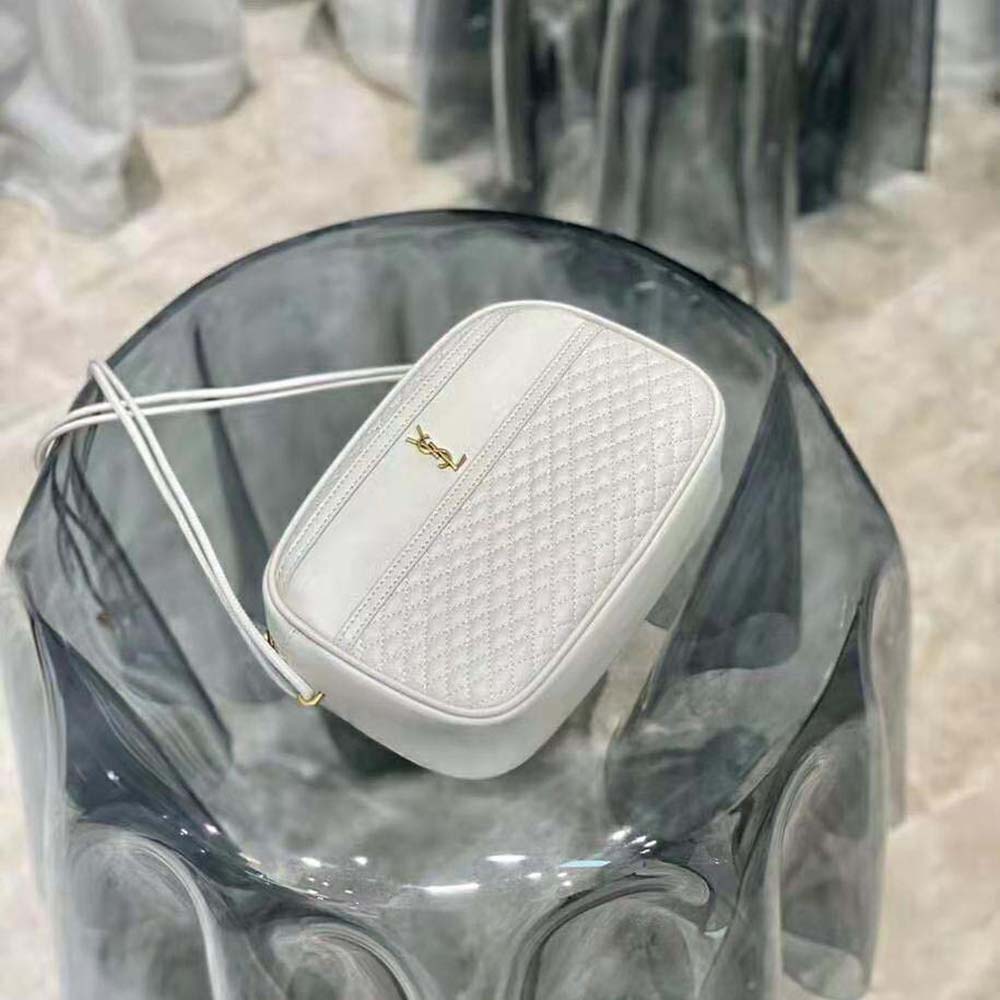 Saint Laurent YSL Women Victoire Camera Bag in Quilted Lambskin-White - image 5