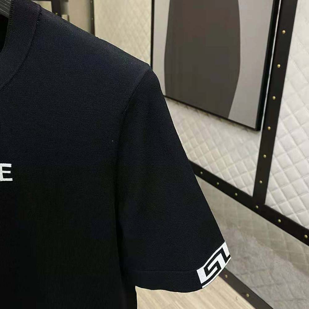 Versace Men Logo Embroidered T-shirt-Black - image 7