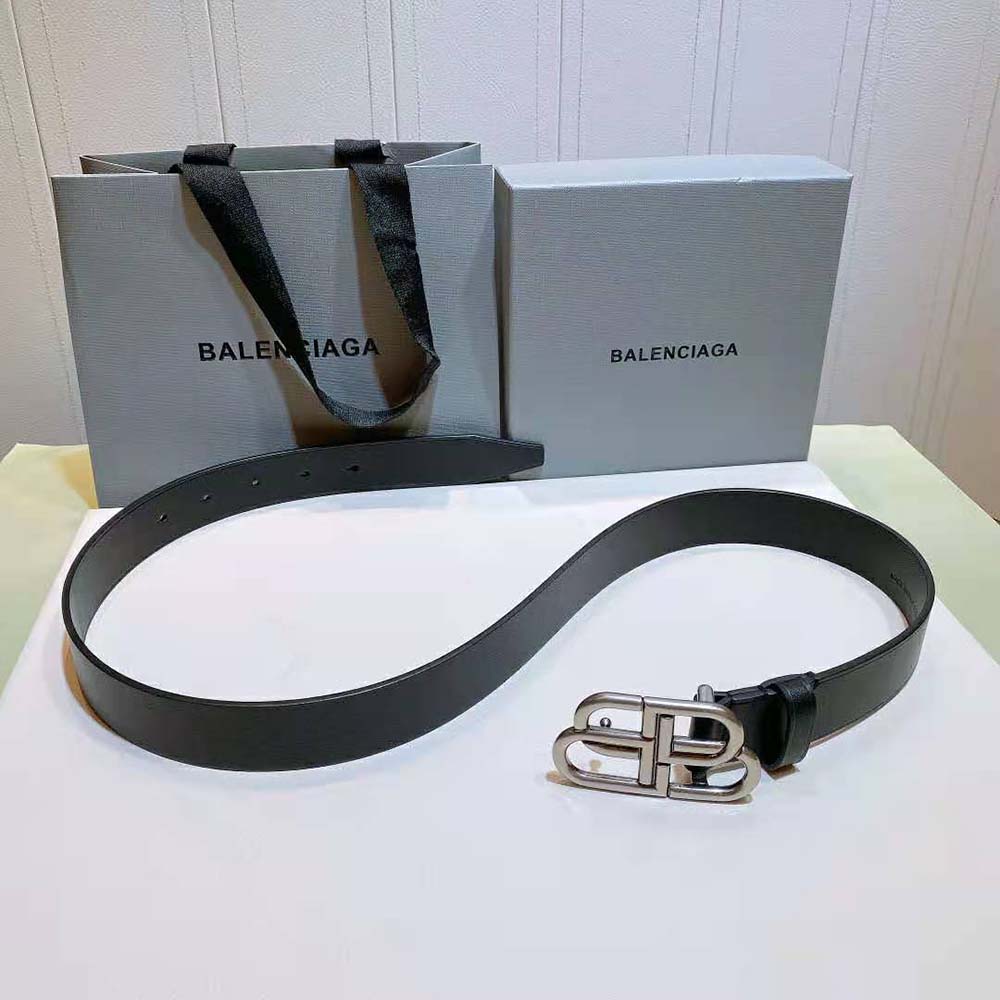 Balenciaga Women BB Large Belt in Black Vegetable Leather - image 4
