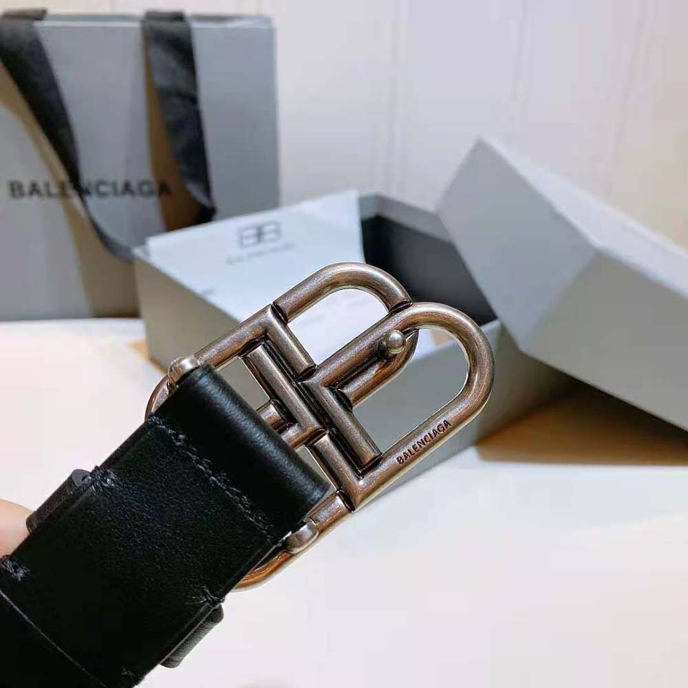 Balenciaga Women BB Large Belt in Black Vegetable Leather - image 6