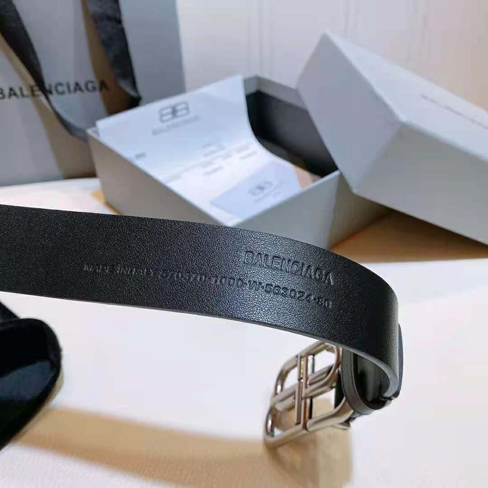Balenciaga Women BB Large Belt in Black Vegetable Leather - image 5