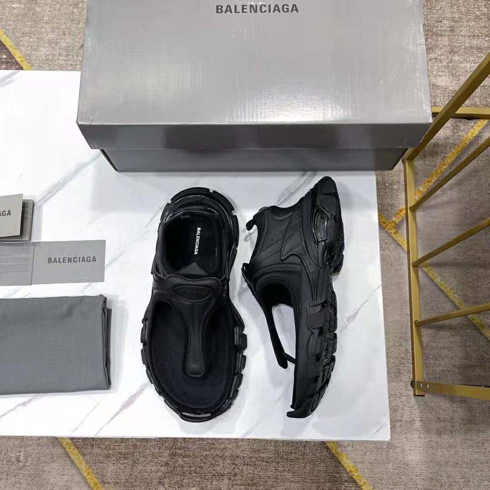 Top-down detail of thong silhouette on Balenciaga Women Track Thong sandal