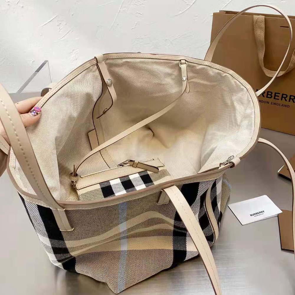 Burberry Women Medium Check Canvas Beach Tote - image 7