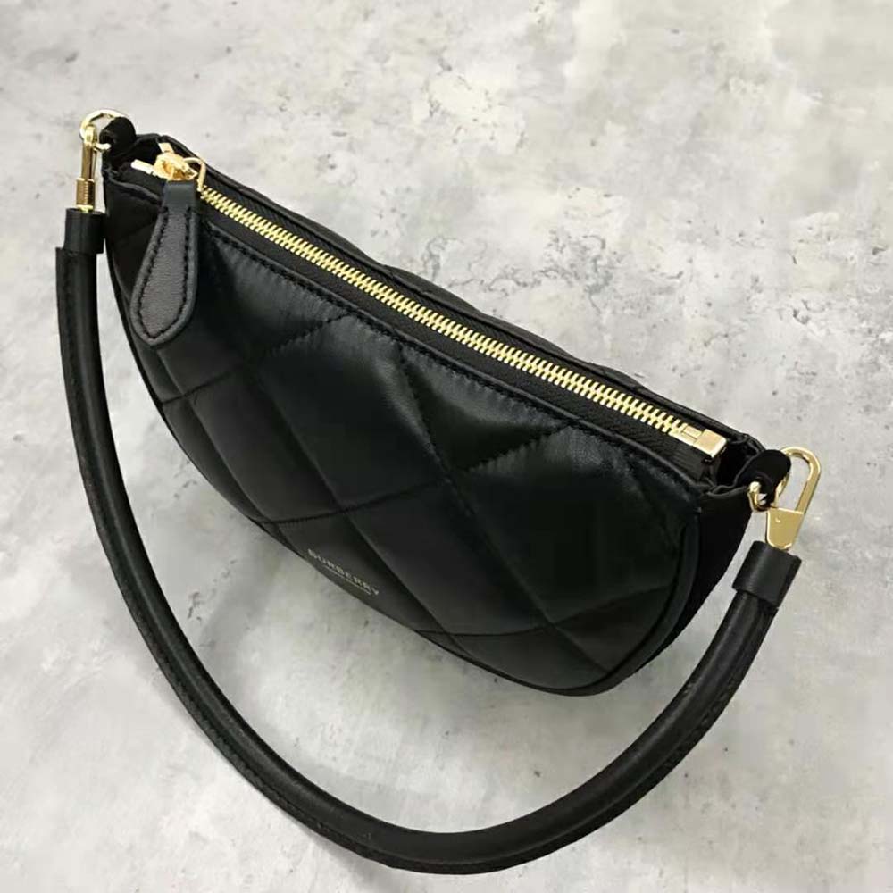 Burberry Women Quilted Lambskin Olympia Pouch-Black - image 5